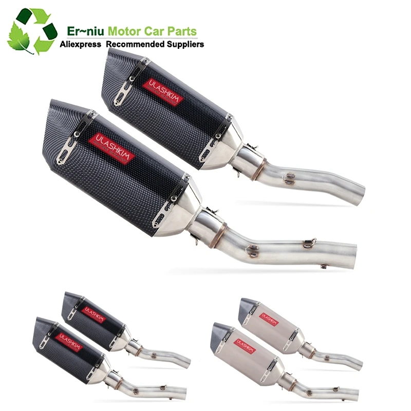 

Motorcycle Full Exhaust Escape System + Modified Link Contact middle pipe Round Muffler for kawasaki Z1000 2010-2016