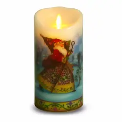 Новогоднее украшение дистанционного светодиодный свечи Томас Кинкейд свечи с Перемещение Вика и изображение внутри воск Санта Клаус