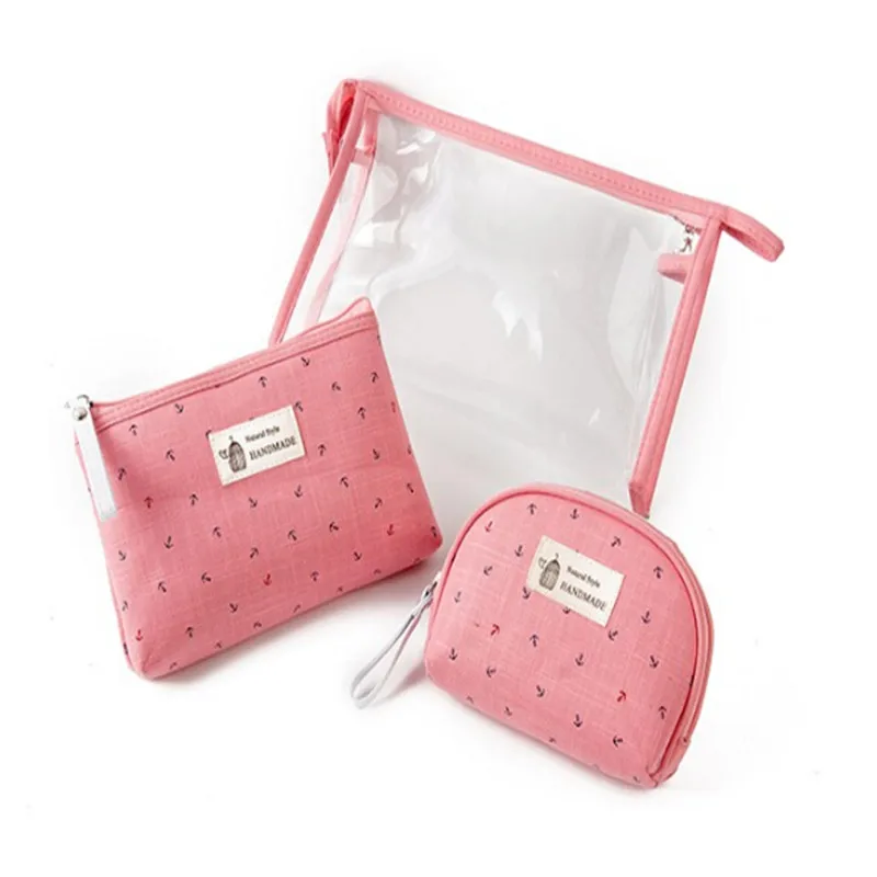 3 قطعة/المجموعة التجميل أكياس للماء Neceser المحمولة المكياج حقيبة كلوريد متعدد الفينيل للنساء الحقيبة السفر المنظم أدوات الزينة Blosa واضح حقيبة ...