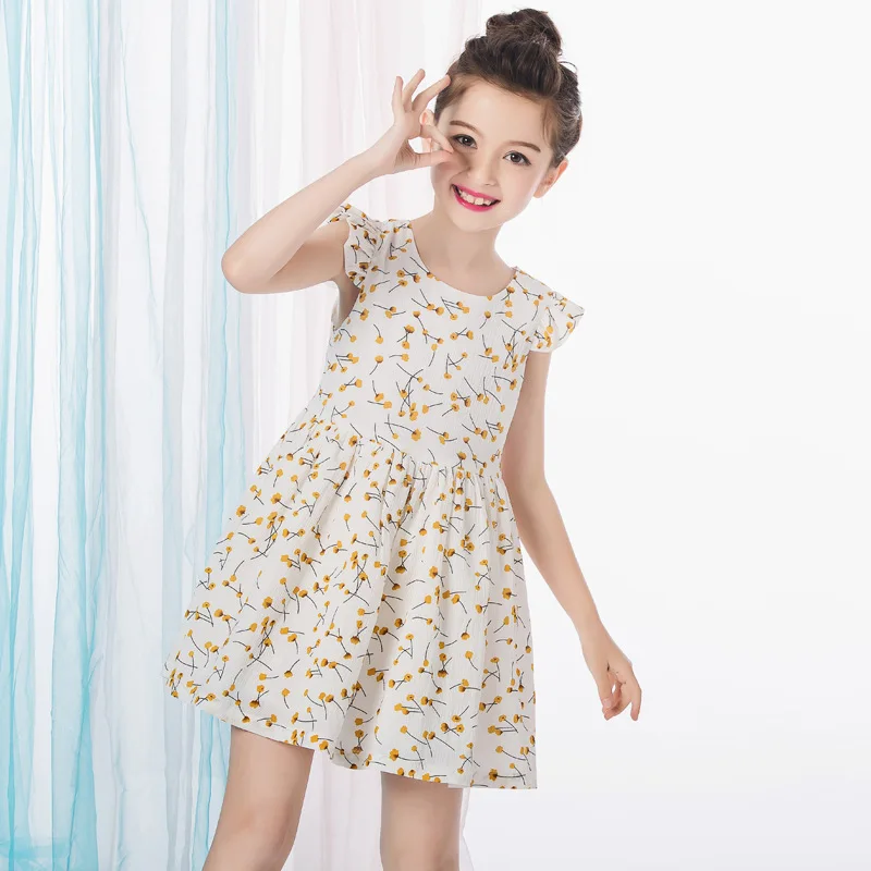 Daiyi Girls Above Knee Dress Cute Flowers Print Sleeveless Dress For 3 ...