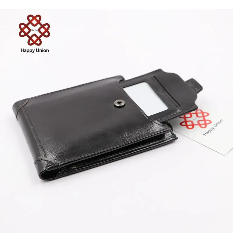 100% genuine leather wallet premium product real cowhide wallets short black wallet   (2)