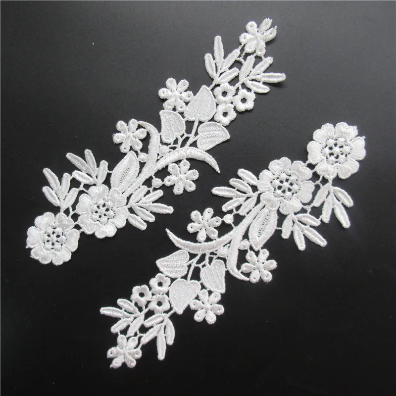 

10pcs Vintage White Polyester Flower Patches Embroidered Lace Trim Ribbon Fabric Handmade DIY Garment Wedding Dress Sewing Craft