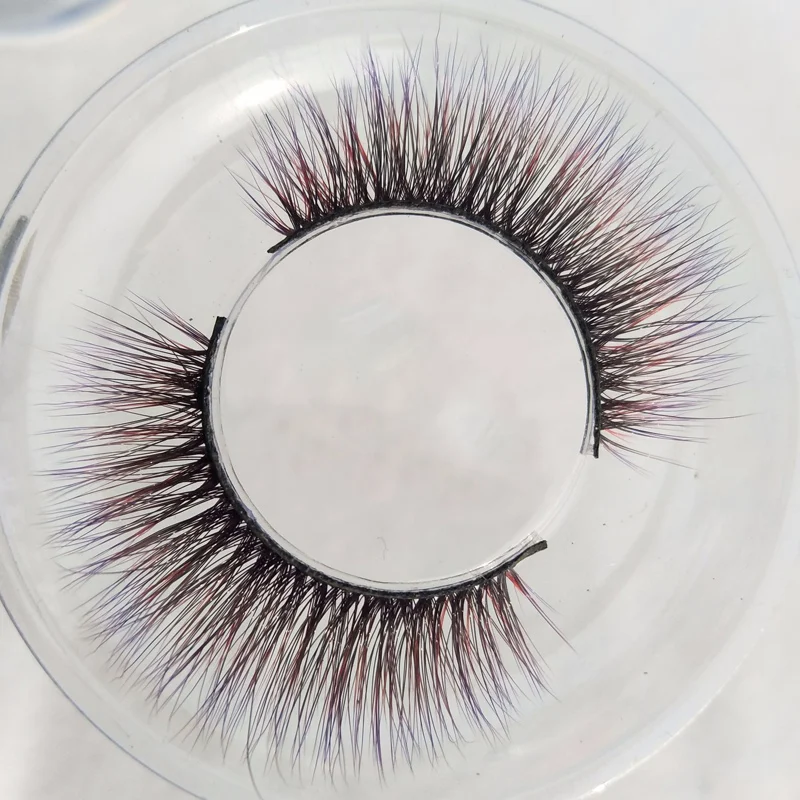 

YOKPN Stage Show Makeup False Eyelashes Red Purple Black Cross Gradient Thick False Eyelashes Soft Natural Long Eye Lashes