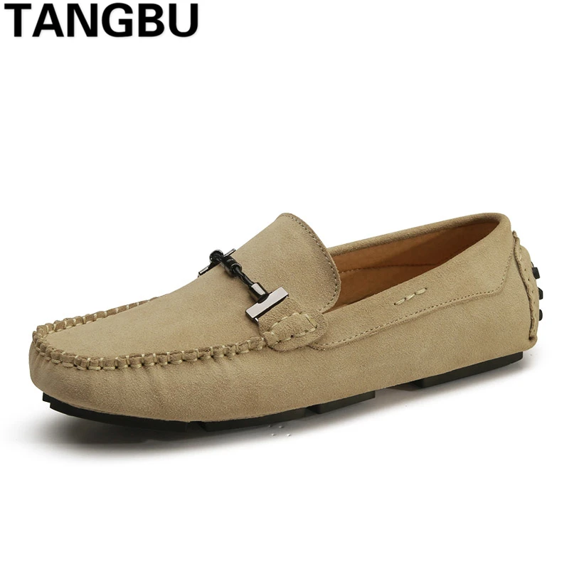 

2018 New Genuine Leather Men Loafers Slip On Breathable Light Casual Boat Shoes Fashion Men Driving Shoes Moccasins Size 38-44