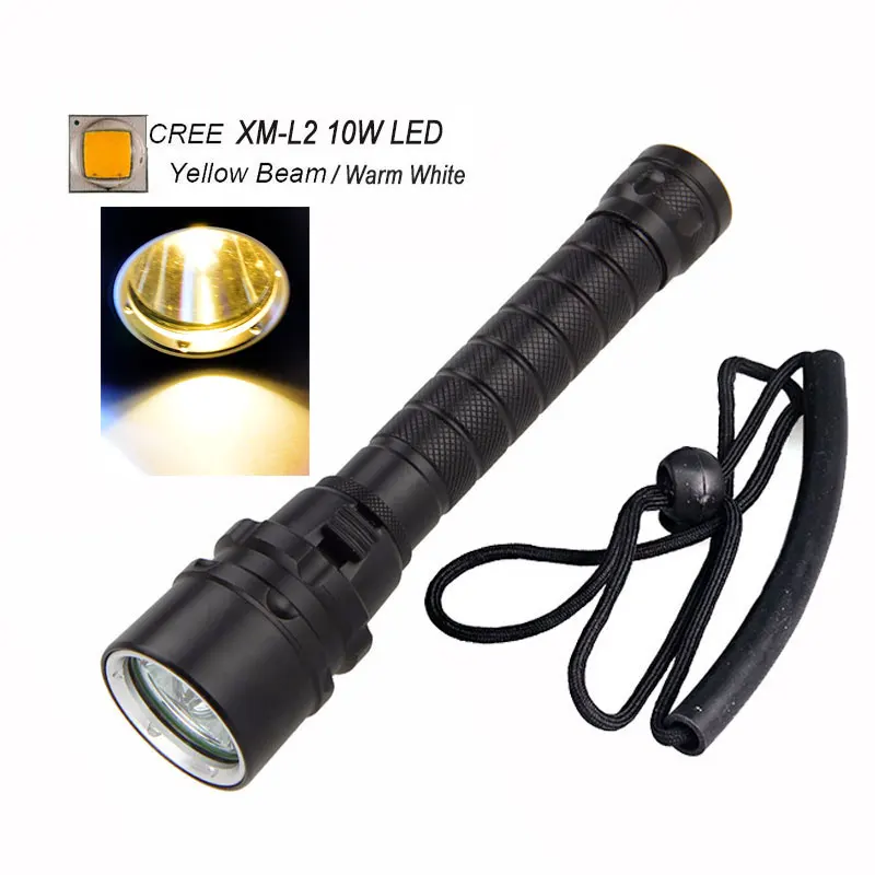 TMWT Дайвинг Подводная охота Подводные 100 м Torch Light Ультра-яркий XML T6 или CREE светодиодный фонарик холодный белый желтый УФ - Испускаемый цвет: CREE XM-L2 Yellow