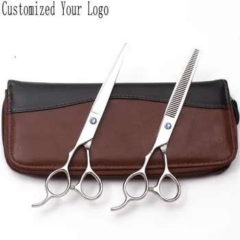 

C8000 7" Left-Hand Teflon Cutsomized Logo Barber Scissors Cutting Scissors Thinning Shears Salon Hair Scissors Grooming Scissors