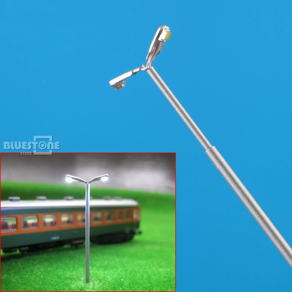 

10pcs Mini Model Street Lamp Lamppost Double-end Light 1:150 Scale N Gauge