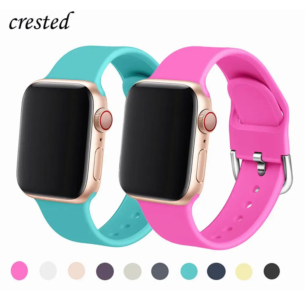 Спортивный ремешок для Apple watch 42 мм 38 iWatch 4 44 40 мягкий Цветной силиконовый 3 2