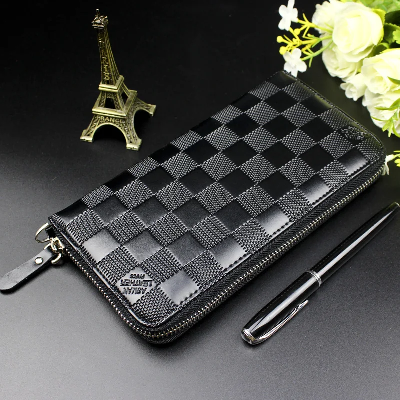 

High Quality Men Wallets Zipper Long Wallet Men 2019 Designer Brand PU Leather Purse Luxury Brand Male Clutch CellPhone Wallets