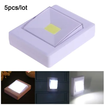 

5pcs/lot COB LED Switch night light Wall NightLight Lamp 4*AAA Battery Operated with Switch Magic Tape for children's room