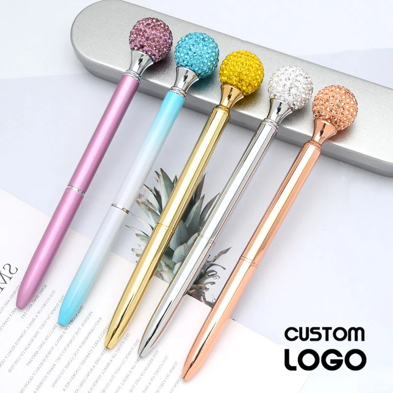 

Logo Custom Made Big Gem Ball Ballpoint Pen High Grade Birthday Valentine's Day Stationery Engraved Gift Pens Kid Teachers Gifts