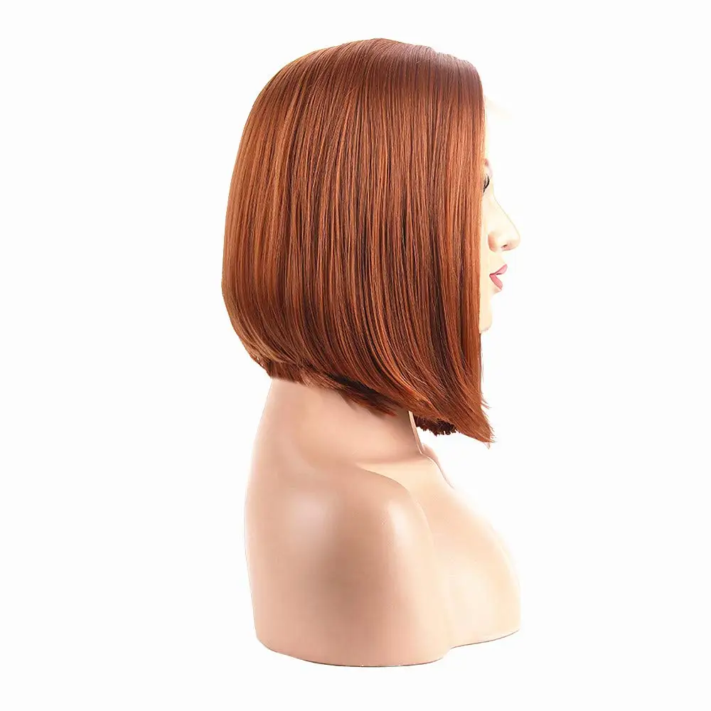 Харизма 12 дюймов короткий боб парик оранжевый цвет боковая часть синтетический кружевной передний парик термостойкие волокна волос для женщин вечерние парики