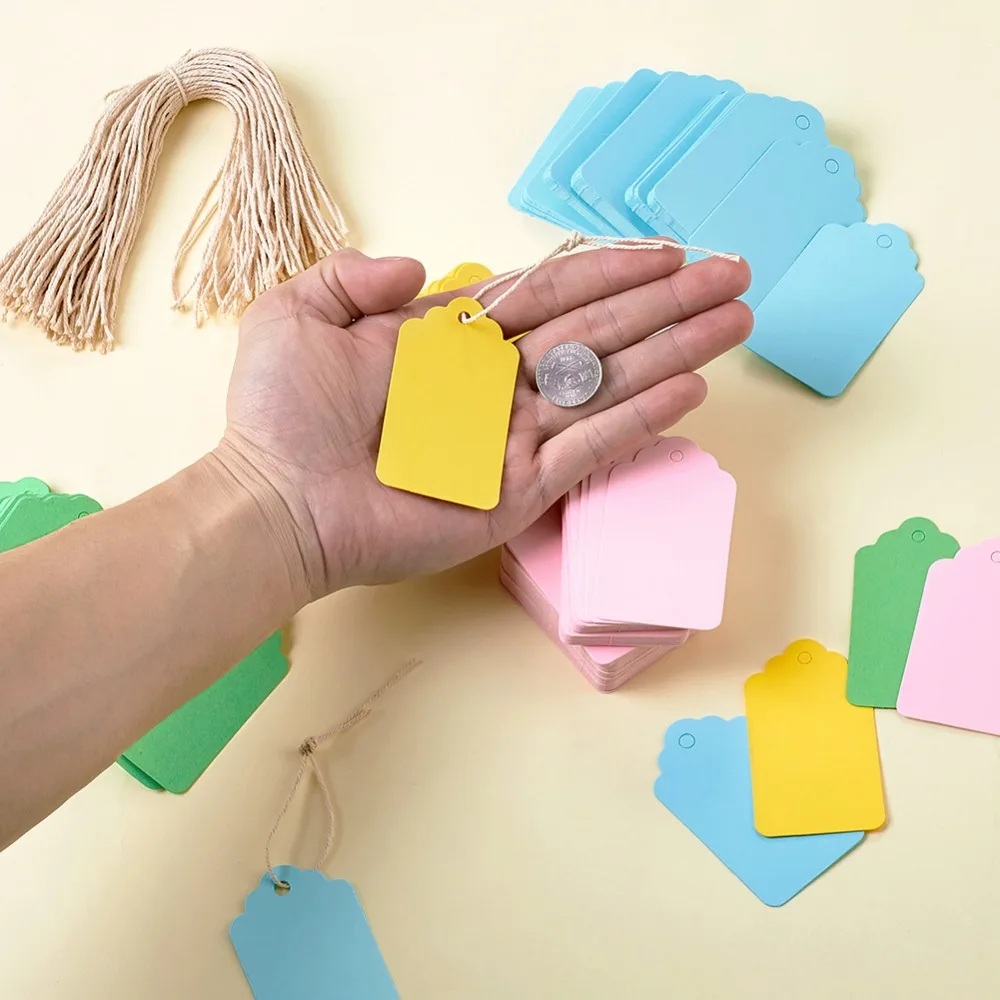 

Jewelry Display Kraft Paper Price Tags and Cotton String Rectangle 2019 Jewelry Accessories Display DIY Crafts High quality