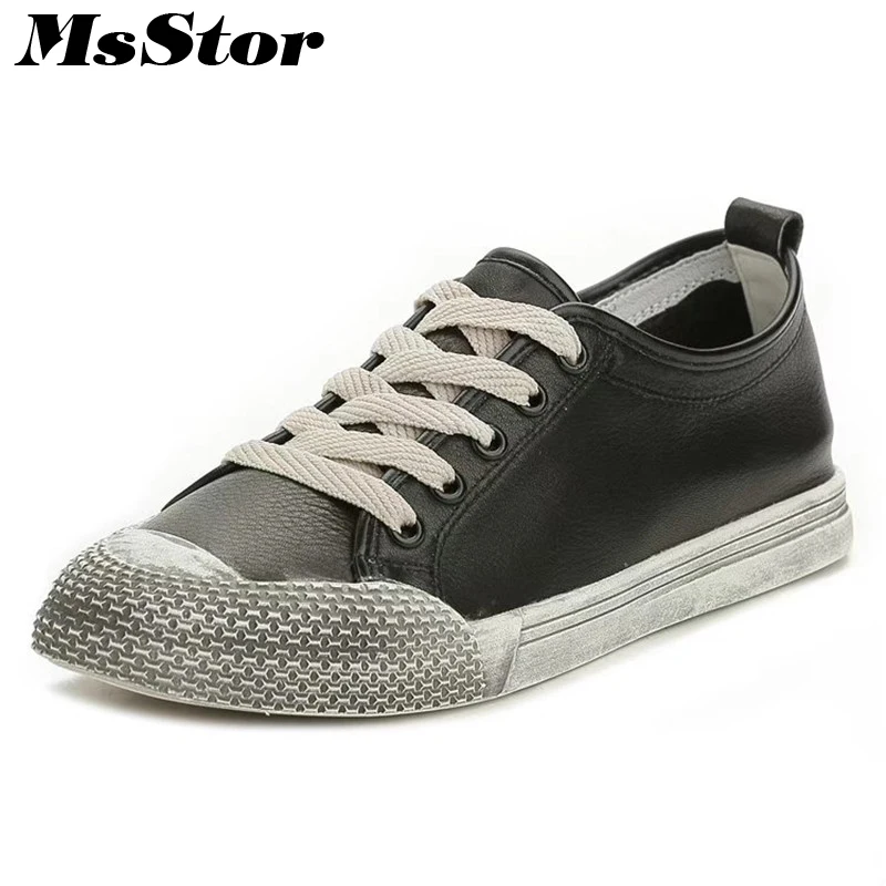 

MsStor Round Toe Mixed Colors Women Flats Casual Fashion Ladies Flat Loafers Shoes 2018 Spring Cross Tied Women's Flat Shoes