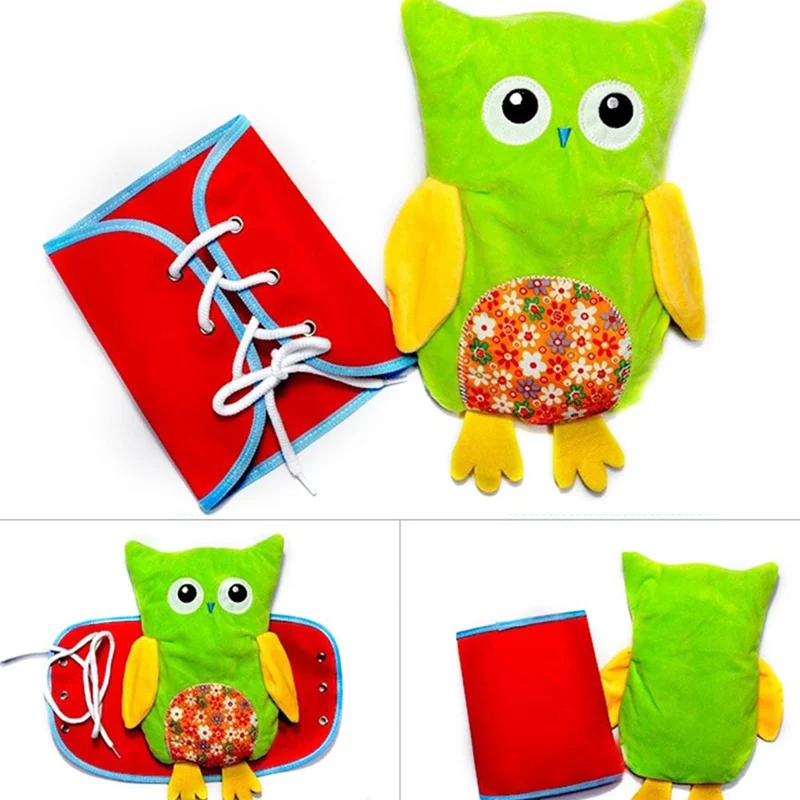 4pcs/set Baby DIY Montessori Owl Plush Dress Zip Snap Buckle Tie