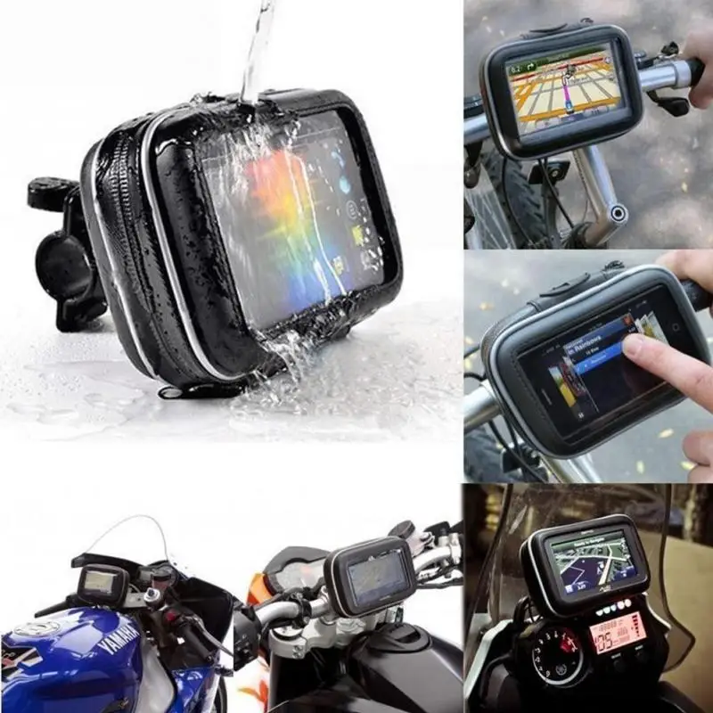 Waterproof Motorcycle Handlebar Mount Holder Case Bag GPS Waterproof