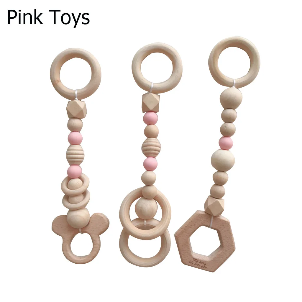 Складная детская игровая деятельность инструмент деревянный Декор для спальни 3 шт деревянные детские игрушки гимнастическая рейка для тренировок новорожденный Декор для спальни - Цвет: Pink Toys