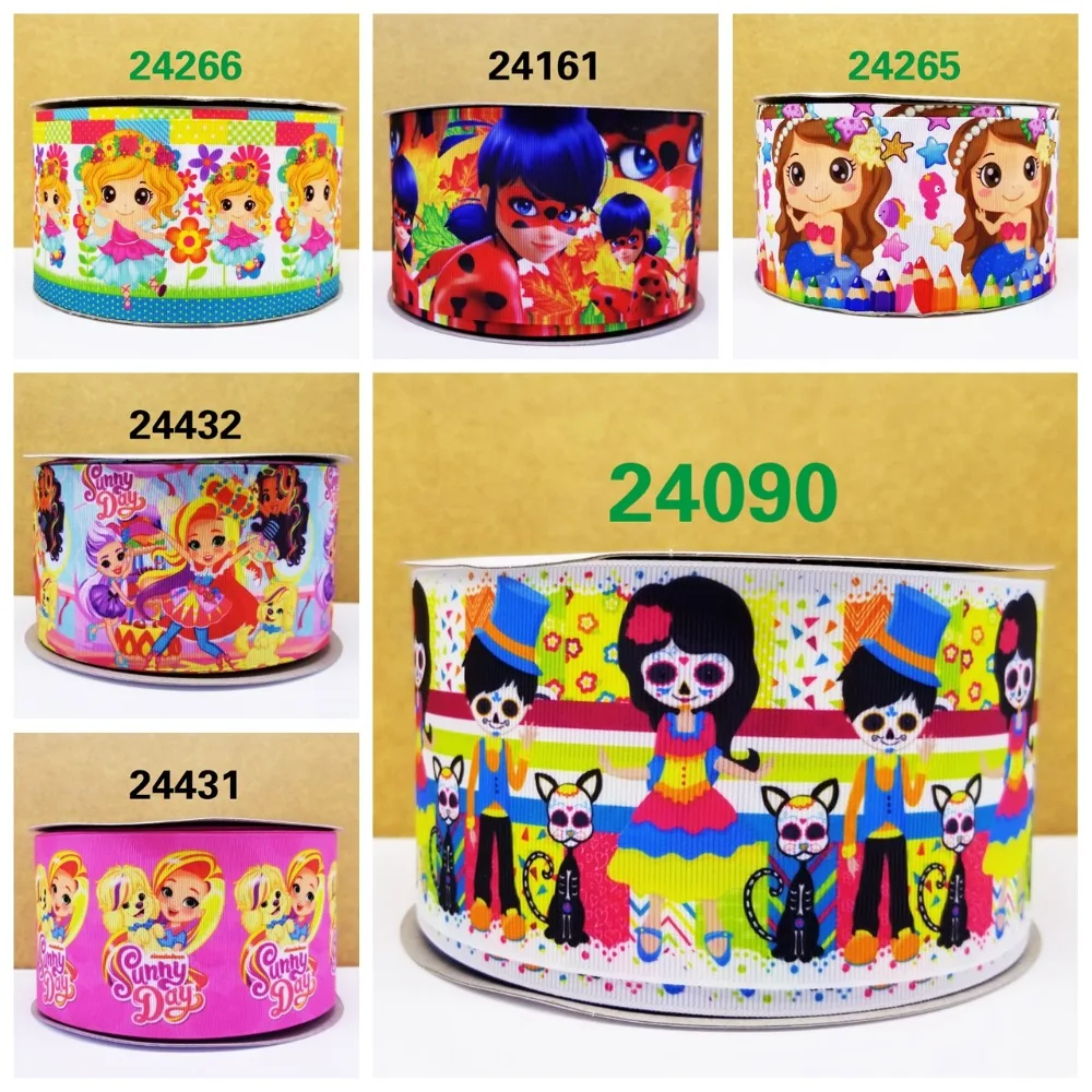 

Cartoon printed grosgrain ribbon ,satin ribbon 10 yards . 24090-