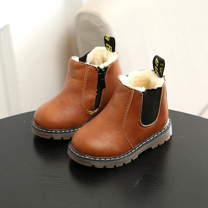 JUSTSL/весенне-зимние кроссовки для мальчиков и девочек; Детские Ботинки martin для мальчиков и девочек; кожаные ботинки ручной работы; детская обувь для малышей - Цвет: 18a-395-orange