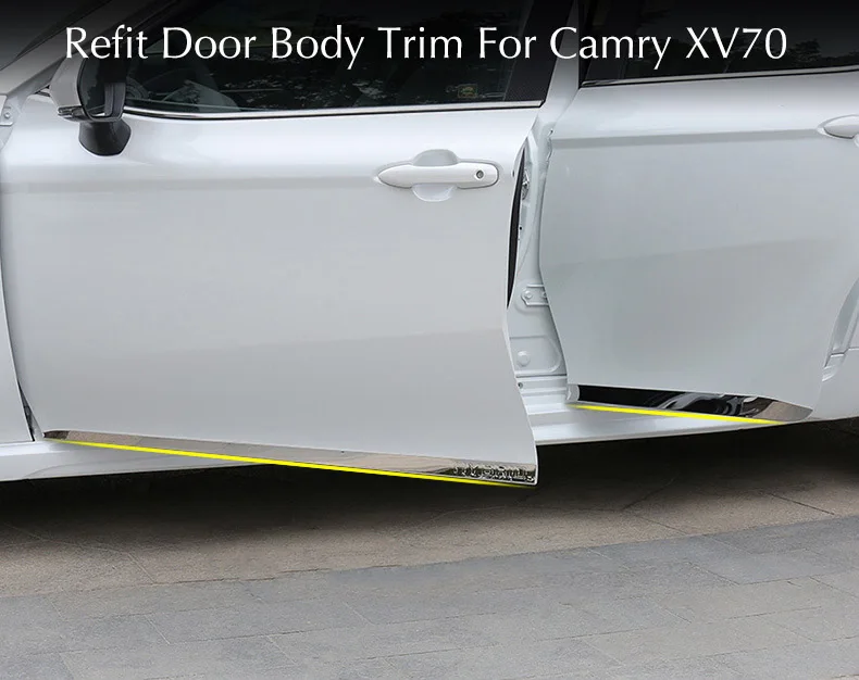 Для Toyota Camry корпус автомобильной двери боковые боковой обрез Стикеры полосы Защитная декоративная антифрикционным материалом стайлинга автомобилей 4 шт./компл