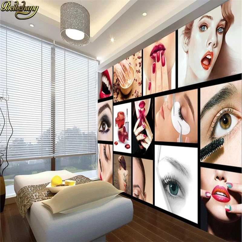 beibehang Custom photo wallpaper European and American fashion beauty salon semi - permanent eyebrows lip nail background murals