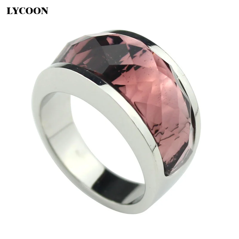 

Newest Fashion women luxury crystal Jewelry rings High quality 316L Stainless steel ring setting cutting crystal rings