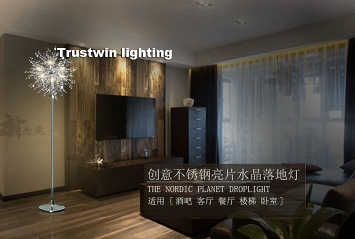 Декоративный Напольный Светильник с цветами и деревом Хрустальная подставка