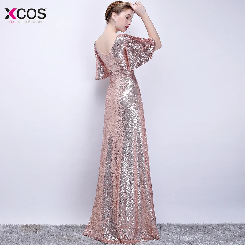 Блестящие платья для выпускного вечера 2018 роскошное розовое золото Vestidos De Festa