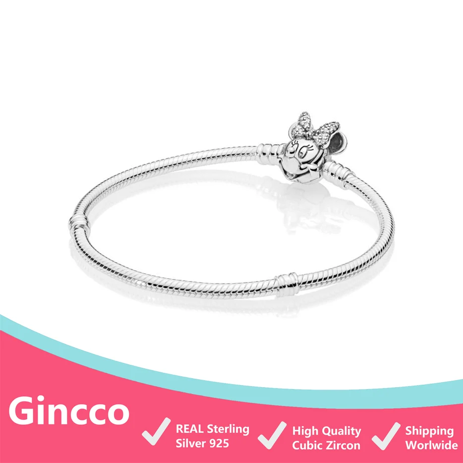 Gincco браслет Minnie fit Pandora Шарм DIY Стерлинговое Серебро 925 Шарм подарок для девочки