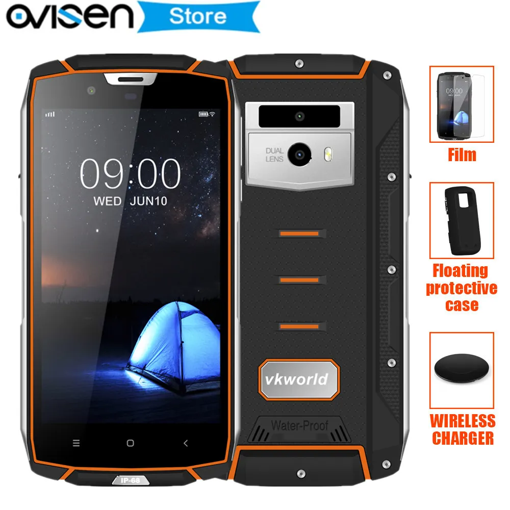 

Original Vkworld VK7000 IP68 Waterproof Smartphone MTK6750T 4GB 64GB 5.2 Inch Android 8.0 Wireless Charge 5600mAh Mobile phone