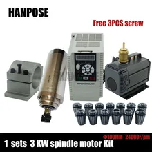 Best цены! 3kw фрезерный+ 3kw VFD ЧПУ мотор шпинделя+ 100 мм зажимы+ 1 комплект ER20 с водяным охлаждением шпинделя