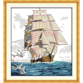 

Everlasting Love Sailng Chinese Cross Stitch Kits Ecological Cotton Stamped Printed 11CT New DIY Christmas Decorations For Home