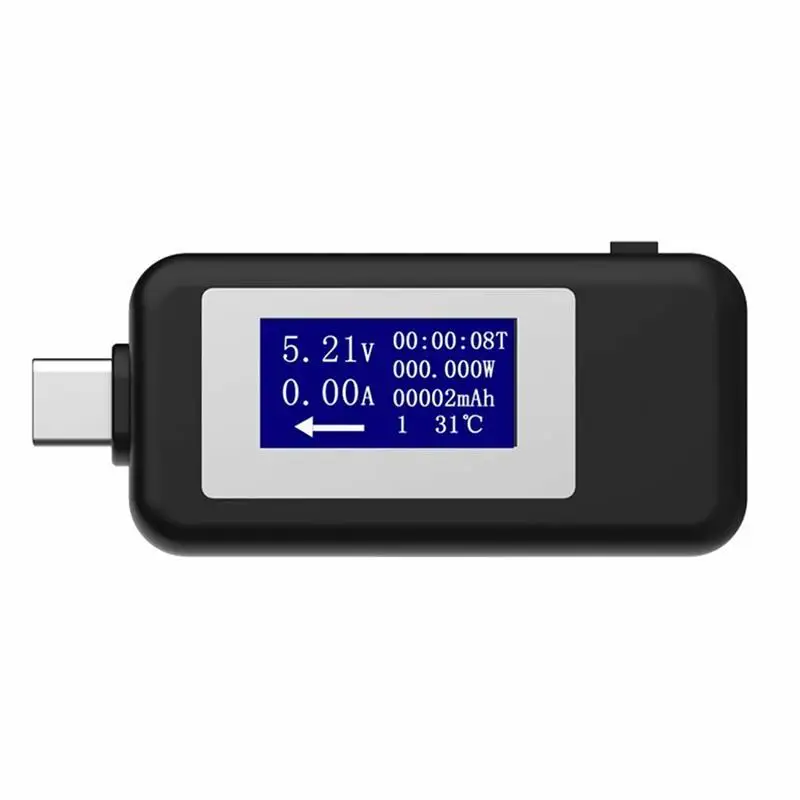 Тип-c Multi-functional Dual USB вольтметр тестер монитор измеритель напряжения тока - Цвет: Черный