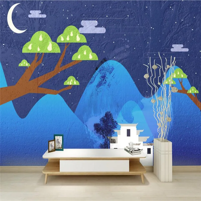 

blue wallpaper for walls 3 d nordic simple modern aesthetic cartoon wallpaper for kids room study kitchen desktop background