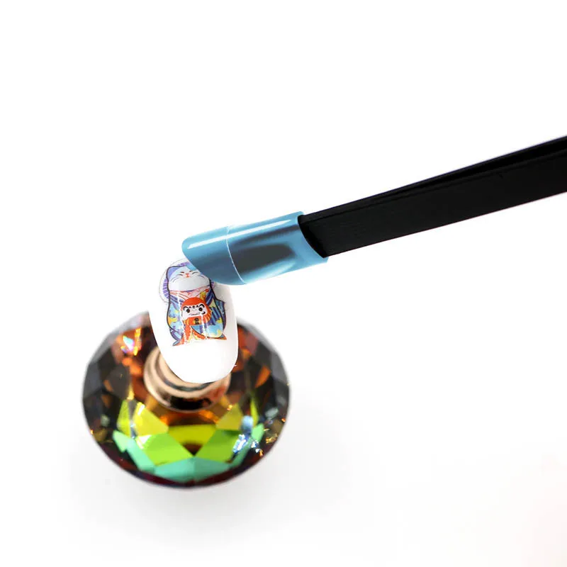 1pc 2 heads Straight Nail Tweezers with Silicone Pressing Head for 3D Sticker Rhinestones Water Sticker 5