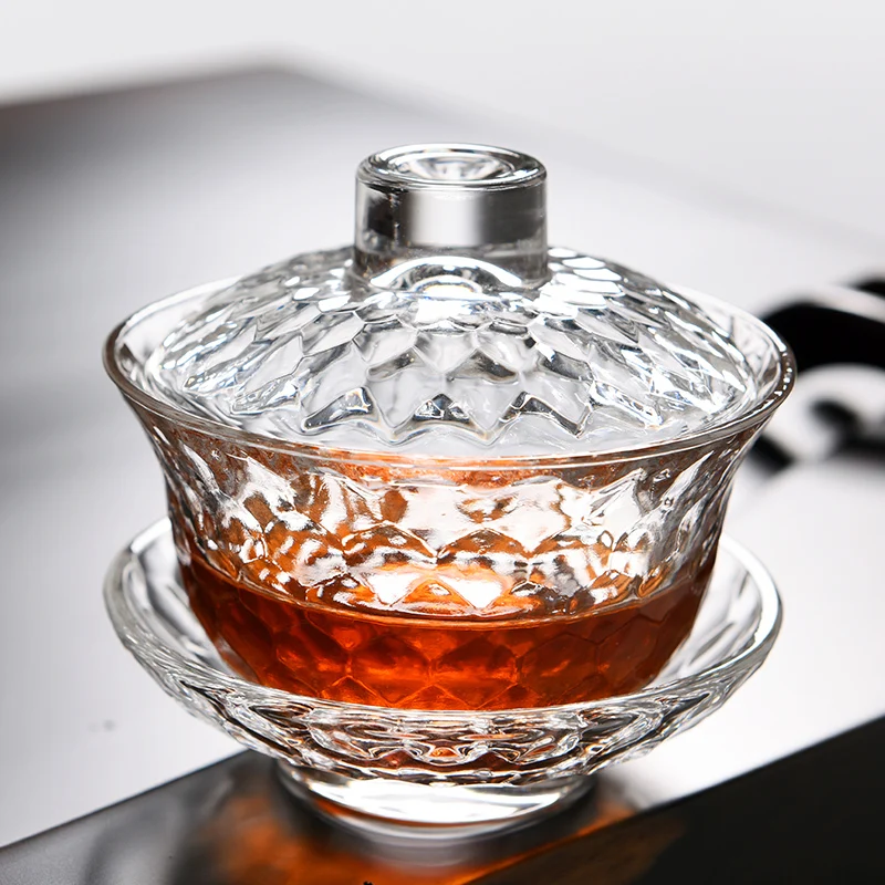glass gaiwan tureen 100ml/130ml/150ml high boron silicon glass cup bowl lid cup saucer bowl set Chinese tureen tea service cups
