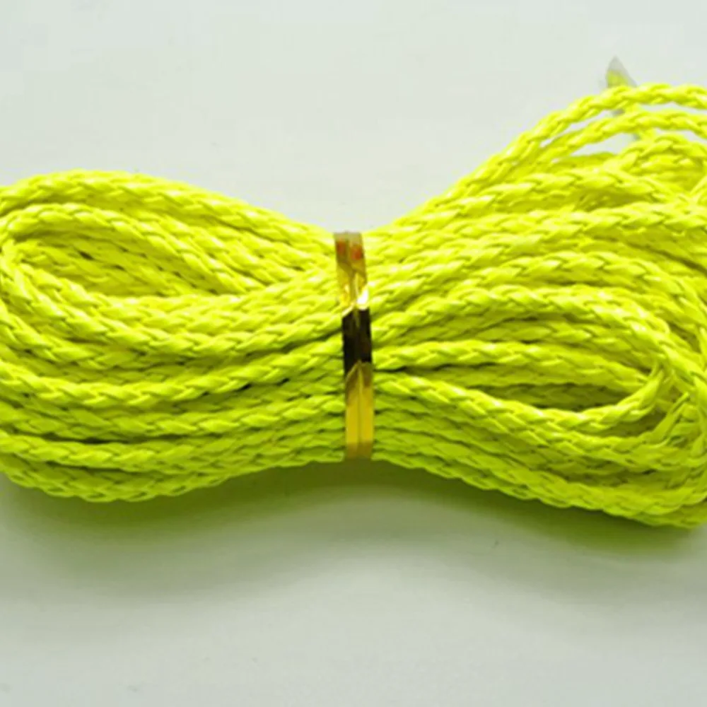 

32.8 Feet Neon Yellow BOLO Braided Leatheroid String Jewelry Cord 3mm