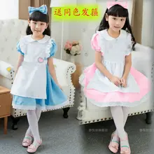 Лидер продаж, детский костюм Алисы в стране чудес, платья Лолиты, детское платье для костюмированной вечеринки, фантазийные костюмы для девочек, повязка на голову