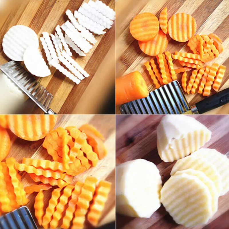 1 шт. чип тесто Овощной моркови лезвие картофеля Crinkle волнистый измельчитель картофельный нож резак слайсер нержавеющая кухня Аксессуары Инструмент
