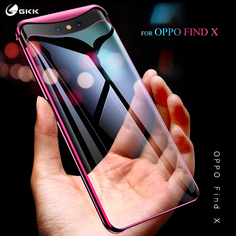 GKK Роскошный чехол для OPPO Find X Чехол прозрачный гальванический полуобернутый противоударный жесткий PC задняя крышка для OPPO Find X coque