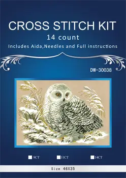 

Top quality JCS 48X37CM, 14CT Top Quality Lovely Hot Sell Counted Cross Stitch Kit Snow White Owl in Winter riolis 124