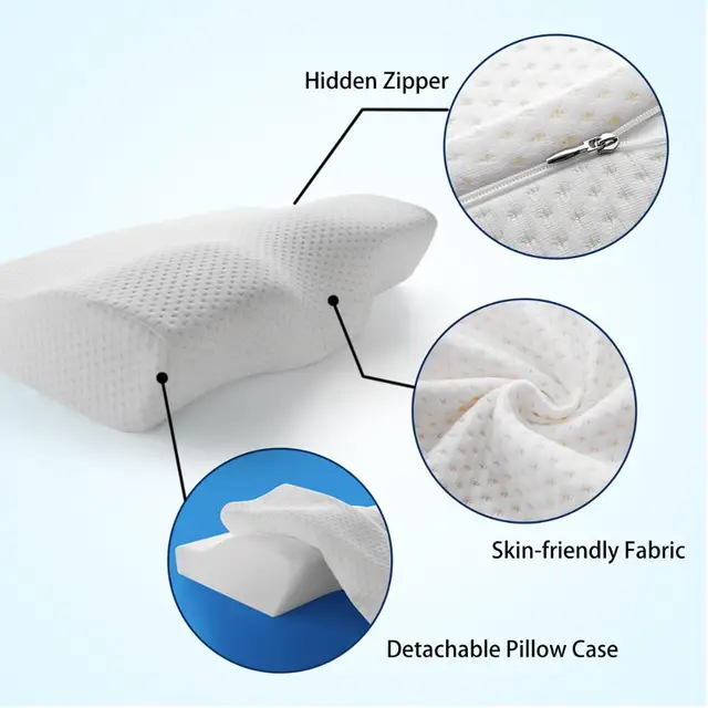 Memory Foam Bedding Pillow Neck protection Slow Rebound Memory Foam Butterfly Shaped Pillow Health Cervical Neck size in 50*30CM 3