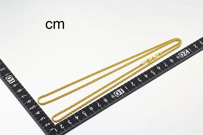 Yellow Gold Color 45cm 50cm 60cm 80cm 30" Long Twisted Rope Chain Necklaces Women Mens Jewelry Bijoux kolye collier ketting