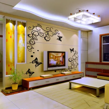 

Large 130*135cm Black Flower Vine Decorative Vinyl Wall Stickers Family Tree Living Room TV Wall Sticker Mural Poster