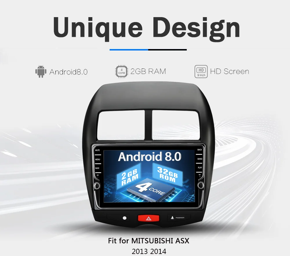 Funrover Автомобильный Радио Точная gps навигация отличная bluetooth mp3 mp4 плеер Быстрая для Mitsubishi asx 9,0 дюймов Android 8,0 2G+32G