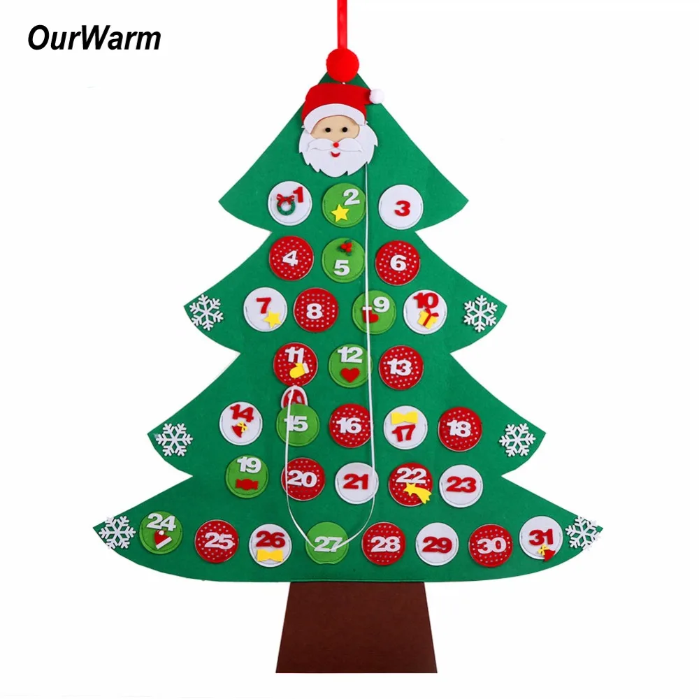 

OurWarm Date 1-31 Felt Advent Calendar New Year Decoration Christmas Tree Countdown Calendar Hanging Ornaments New Year Gifts
