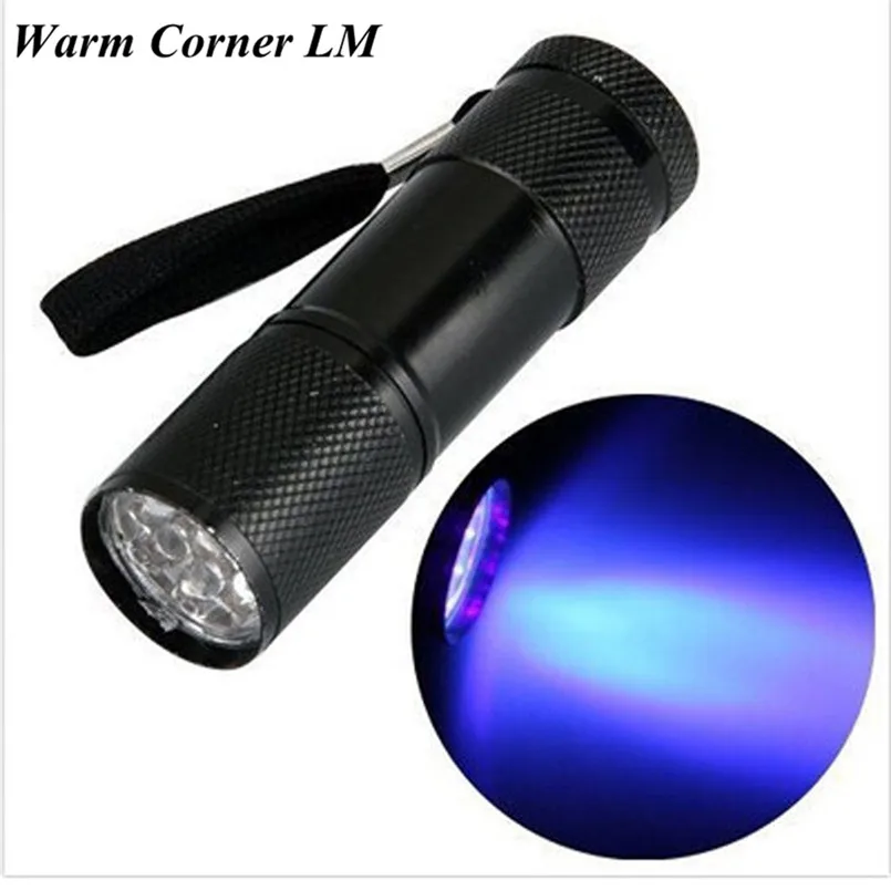 1 шт. УФ-Фонарик 9 светодиодный мини-алюминиевый Ультрафиолетовый ультрафиолетовый фонарик для обнаружения света Лампа для проверки Примечание F#3O19