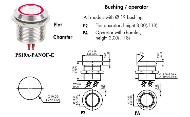 Abbeycon светодиодный светильник кольцо Мгновенный 5 V/12 V/24 V с плоской головкой 2A 19 мм нормально открытый Водонепроницаемый проводной Серебряный IP68 сенсорный пьезо переключатель