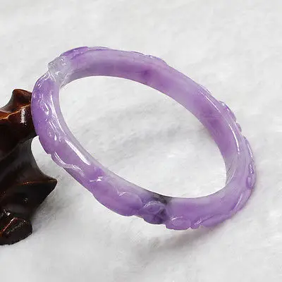 Free Shipping>>>58MM NATURAL BEAUTIFUL HAND CARVED PURPLE JADE BANGLE