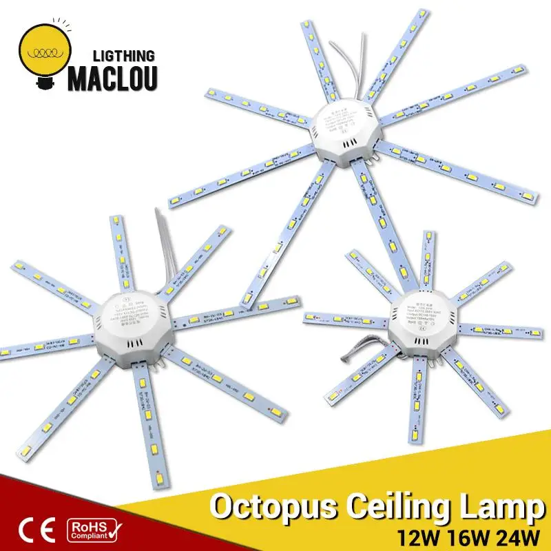 MACLOU 24 LED 5730 SMD llevó la lámpara de techo blanco frío alto brillo 12 W 16 W 24 W LED pulpo ronda ampolla LEDLight Lamparas De Techo MACLOU 24 LED 5730 SMD llevó la lámpara de techo blanco frío alto brillo 12 W 16 W 24 W LED pulpo ronda ampolla LEDLight Lamparas De Techo